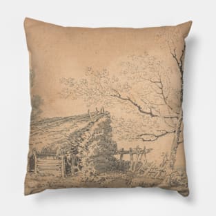 Landscape with Barn by J.M.W. Turner Pillow