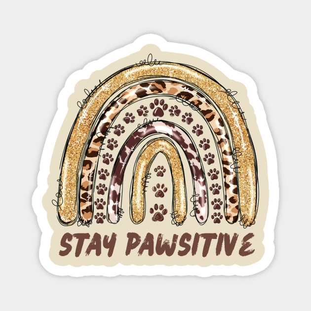 Stay Pawsitive Cheetah Leopard Print Rainbow Magnet by The WYLD Tribe