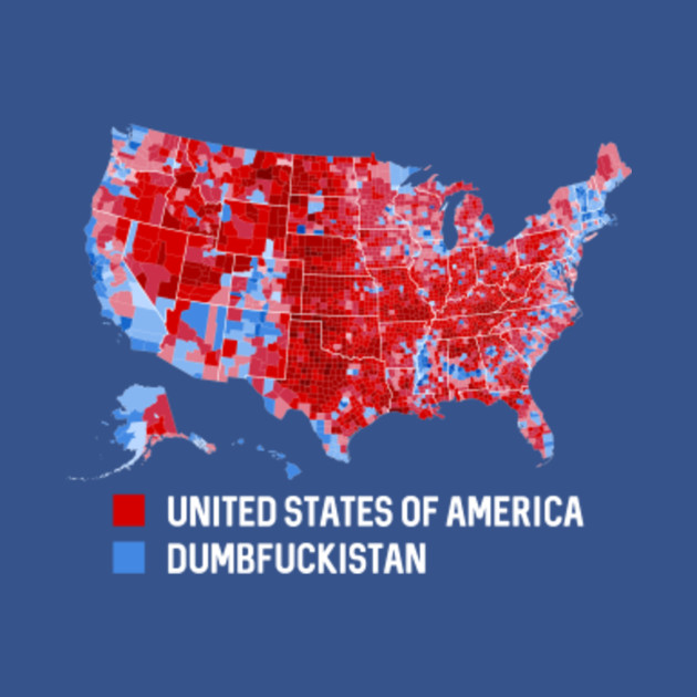 Discover Funny Election 2020 - Dumbfuckistan is the blue. United States of America is the red - United States Of America Dumbfuckistan - T-Shirt