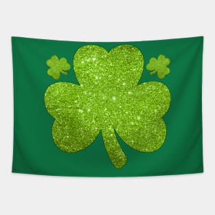 Lucky Irish Glitter Shamrock Clover Green Leaf St Pattys Day Tapestry