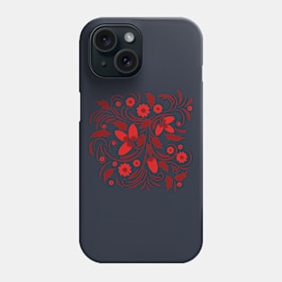 Folk floral art print  Flowers abstract art  poster Phone Case