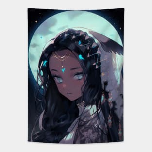 Moon anime girl wolf Tapestry