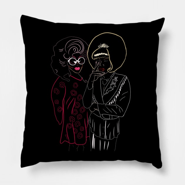 Trixie and katya Line art Pillow by SturgesC