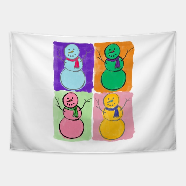 Pop Art Snowmen Tapestry by KatieMorrisArt