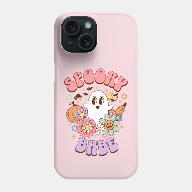 Spooky Babe Kawaii Ghost Retro Halloween Preppy Aesthetic Phone Case by PUFFYP