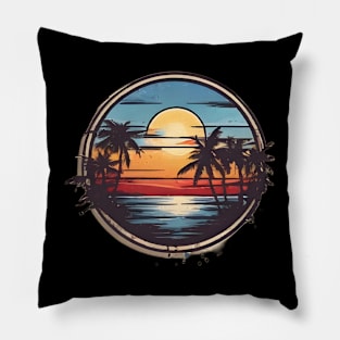 Minimalist Beach In Sunset Design. Pillow