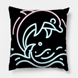 Neon Dolphin Pillow