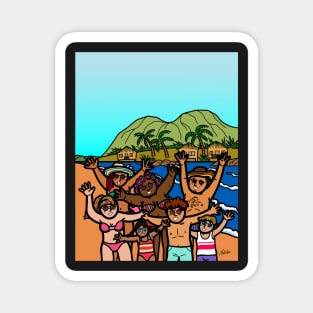 Group of diversity people on tropical beach island summer vacation Magnet