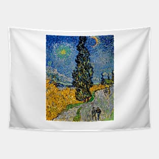 Vincent van Gogh Road with Cypress and Star 1890 Art Print Landscape Art Post-Impressionism Tapestry