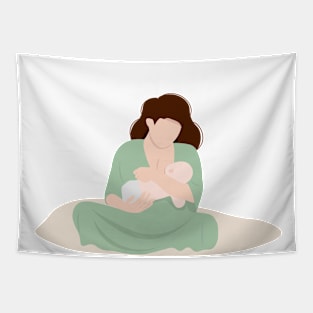 Mother feeding a baby. Breastfeeding illustration Tapestry