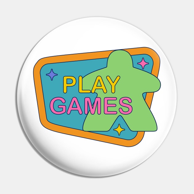 90s Colorful Retro Board Game Meeple Pin by Beam Geeks