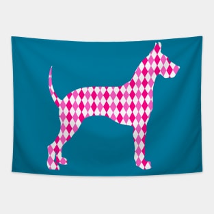 Pink Harlequin Great Dane Silhouette Tapestry