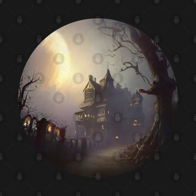 Creepy house and full moon by AnnArtshock