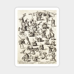 HIERONYMUS BOSCH BESTIARY Black White Fantasy Figures,Monsters and Animals Magnet