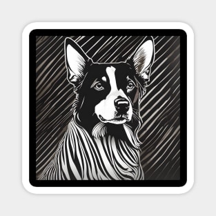 Bernese Dog Face Portrait-Black & White Magnet