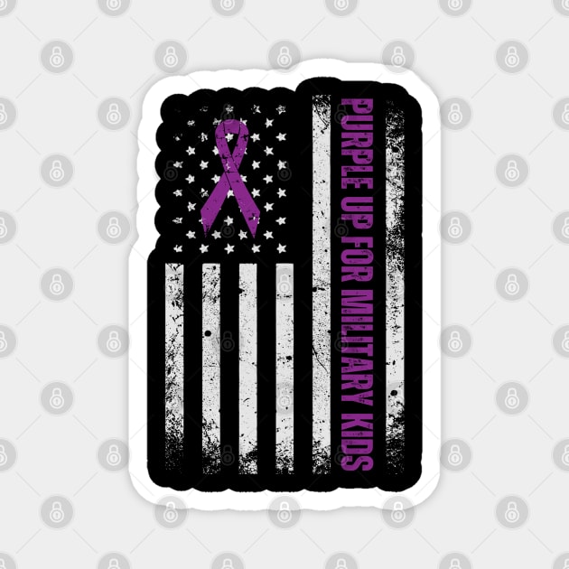 Purple Up For Military Kids Usa Flag Magnet by Creatifly Graphic Tees
