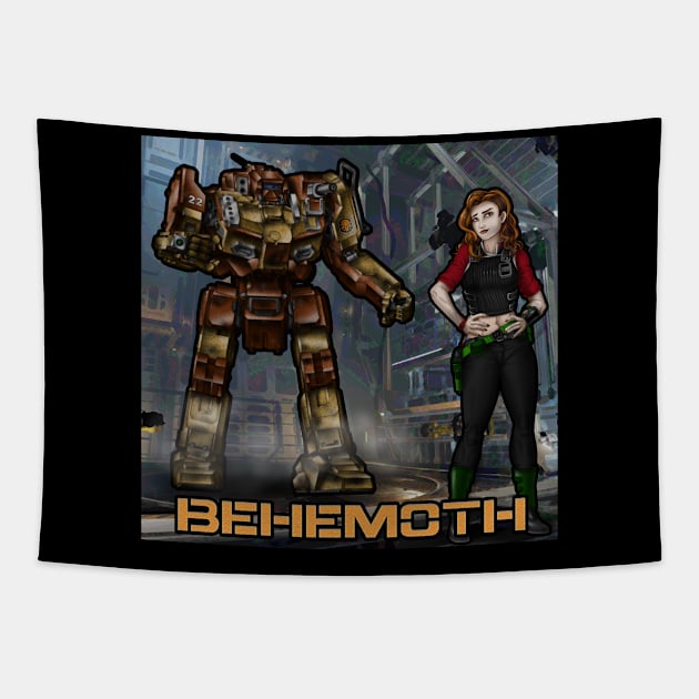 Behemoth and her SHD-2H Shadowhawk Battlemech Tapestry by Oswald's Oddities