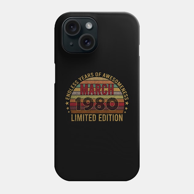 42 Year Old 42nd Birthday Design for March 1980 born Limited Edition Legend BDay Gift Phone Case by mahmuq