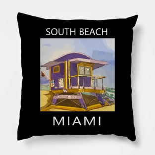 South Beach Lifeguard Tower in Miami Florida - Welshdesigns Pillow