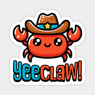 YeeClaw! Cute Cowboy Crab Cartoon Magnet