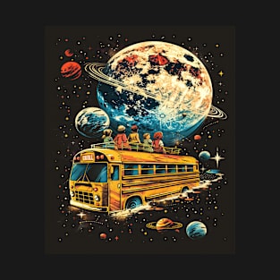 Galactic School Run: Vintage Space Bus Adventure Tee T-Shirt