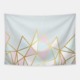 Pastel Geometric & Gold Foil Pattern Tapestry