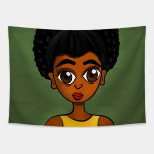 black girl cute art drawing Tapestry