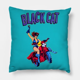 Black c - Retro Comic Poster Art Pillow