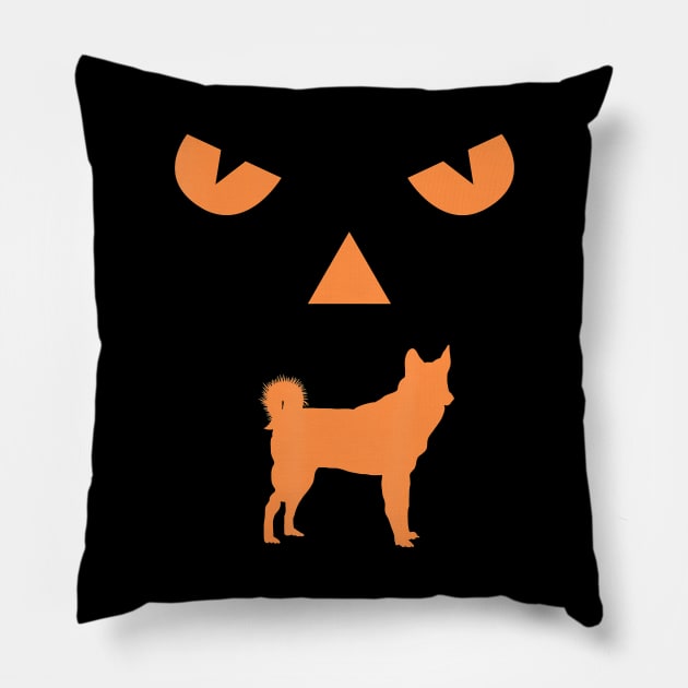 Halloween Pumpkin Siberian Husky Dog Jack o lantern Costume Pillow by JaydeMargulies