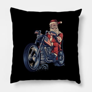 Biker Santa Claus Pillow