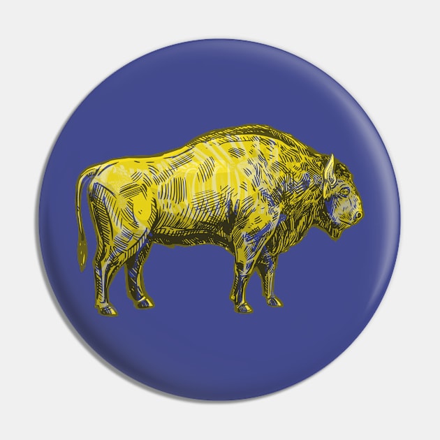 Bison Skeleton Interactive Yellow&Blue Filter T-Shirt By Red&Blue Pin by RedAndBlue