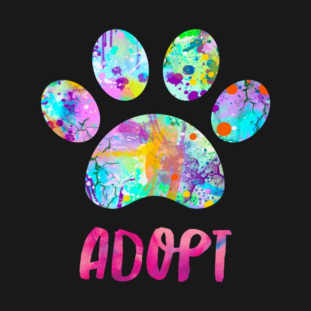 Adopt A Dog Design Watercolor Paw Print by joannejgg