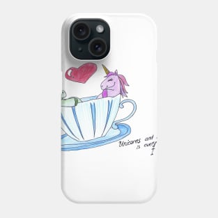 Unicorn in a cup cute gift blue and purple uniconio Phone Case