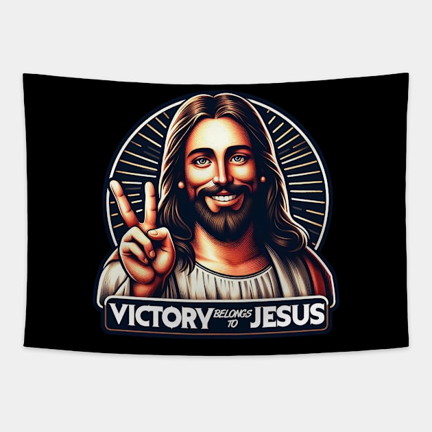 Victory Belongs To Jesus Tapestry by Plushism