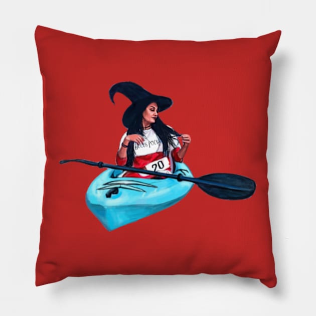 Paddleboarding Witch Pillow by xzaclee16