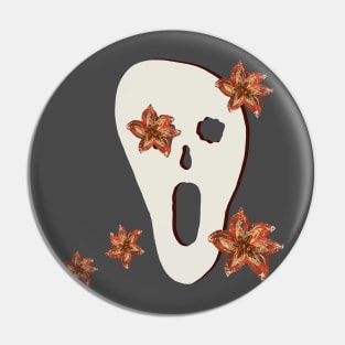 Scary mask and flowers Pin