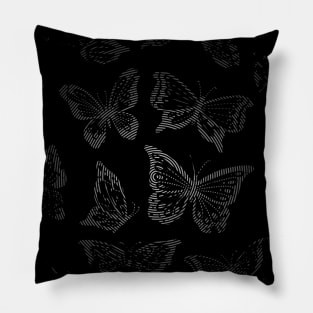 BUTTERFLY Gray, Retro Design, Ring Grid Pillow