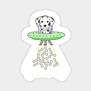 Funny dalmatian dog is flying a ufo Magnet