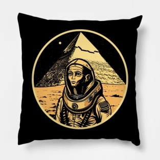 Retro Sci-Fi Ancient Alien Space Traveler Illustration Pillow