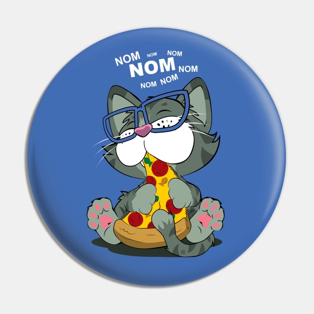 Pizza Cat! Blue Pin by CuddleswithCatsArt