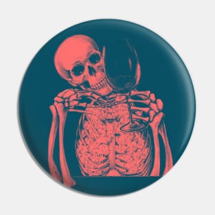 Skeleton and wine Pin