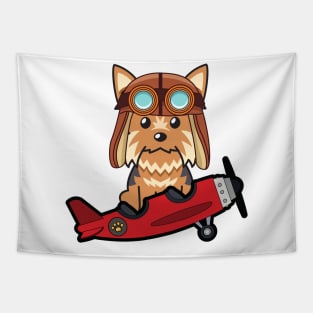 Cute yorkshire terrier is in a vintage plane Tapestry