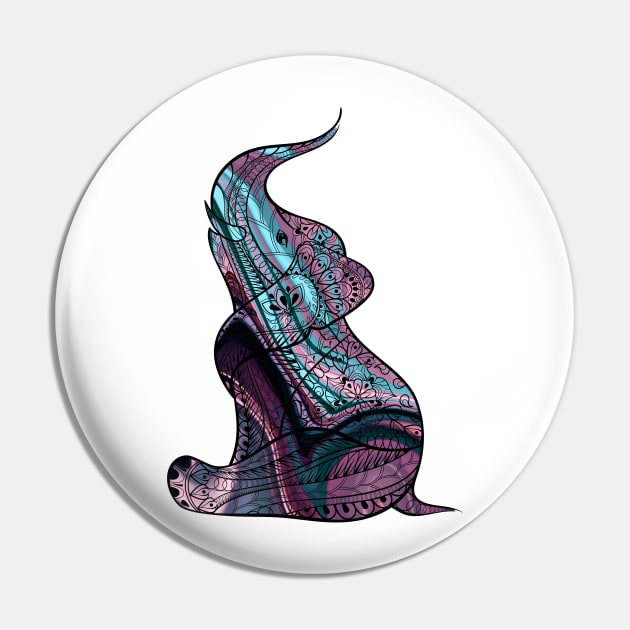 Colorful Elephant With An Ornate Illustration Pin by VintCam