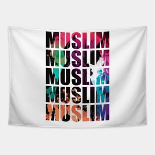 Muslim Word Art with Colorful Silhouette Tapestry