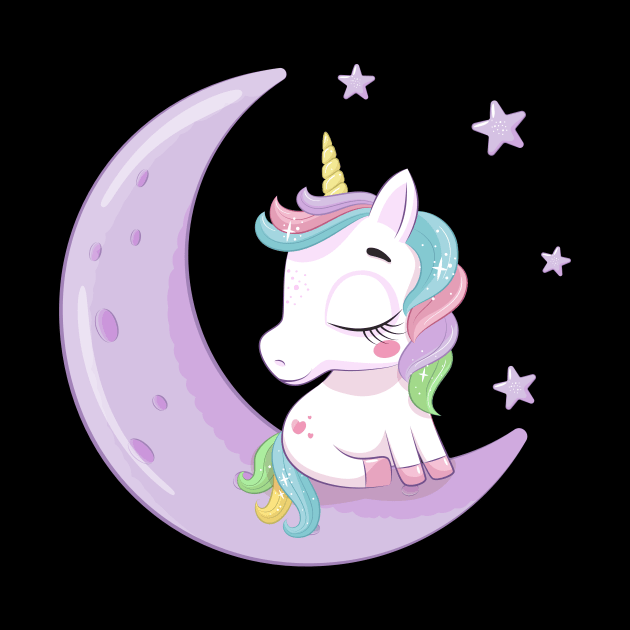 cute baby unicorn sitting moon tshirt by Tshirt lover 1