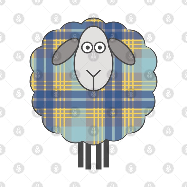 Scottish Blue and Yellow Tartan Patterned Sheep by MacPean