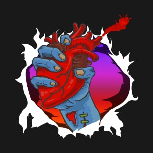 Zombie Hand Holding Beating Heart T-Shirt