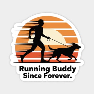 Running Buddy – Dog Runner Retro Design Magnet