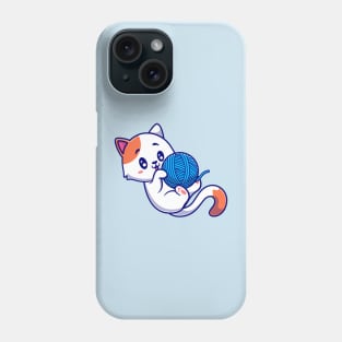 Cute Cat Playing Yarn Ball Cartoon Phone Case