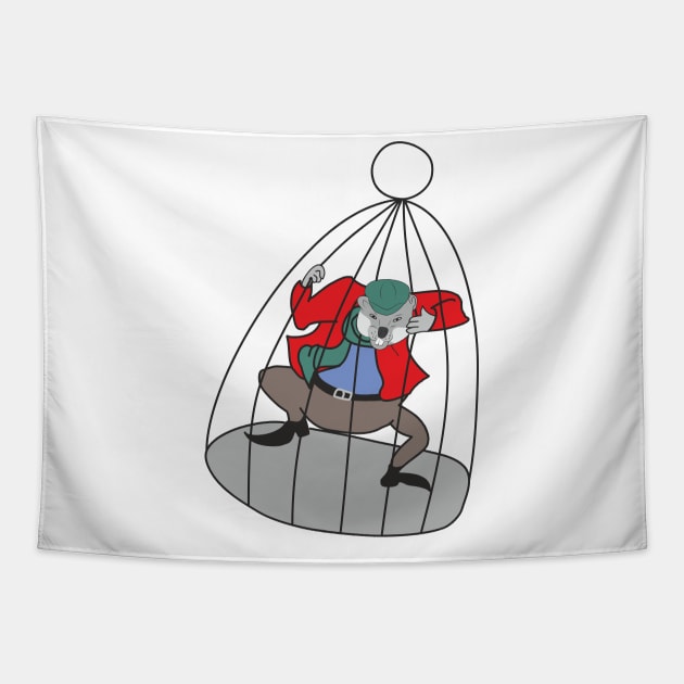 Angry Beaver in captivity Tapestry by Alekvik